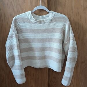 moon & madison Cream and Tan Striped Sweater